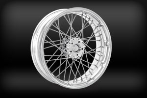 Chrome and Black Custom Wire Spoke Motorcycle Wheels